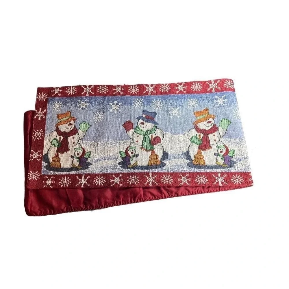 Vintage Christmas Snowman Tapestry Table Runner 52
